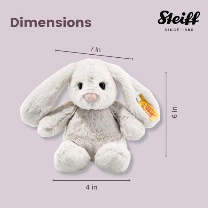 Steiff Hoppie Hase 18 cm hellgrau, Plüschtier Hase mit Schlappohren, Soft Cuddly Friends, flauschiges Stofftieuscheln – Bild 2