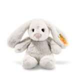 Steiff Hoppie Hase 18 cm hellgrau, Plüschtier Hase mit Schlappohren, Soft Cuddly Friends, flauschiges Stofftieuscheln