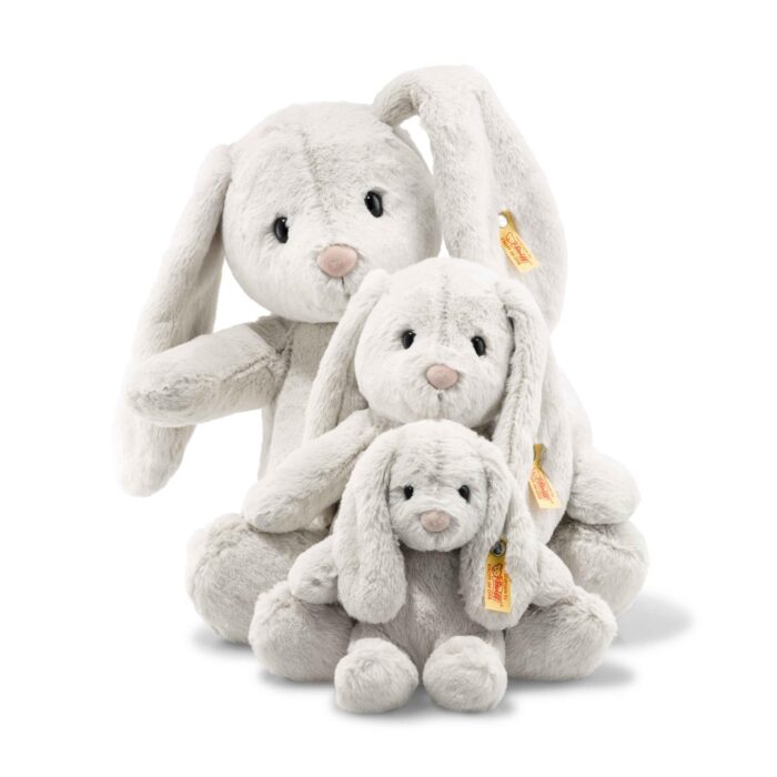 Steiff Hoppie Hase 18 cm hellgrau, Plüschtier Hase mit Schlappohren, Soft Cuddly Friends, flauschiges Stofftieuscheln – Bild 5